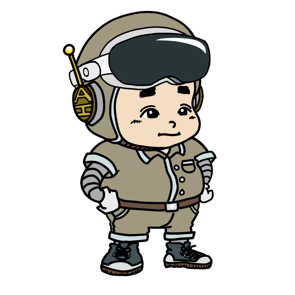 AIキャラクター男性｜大型ゴーグル作業服（ベージュ）