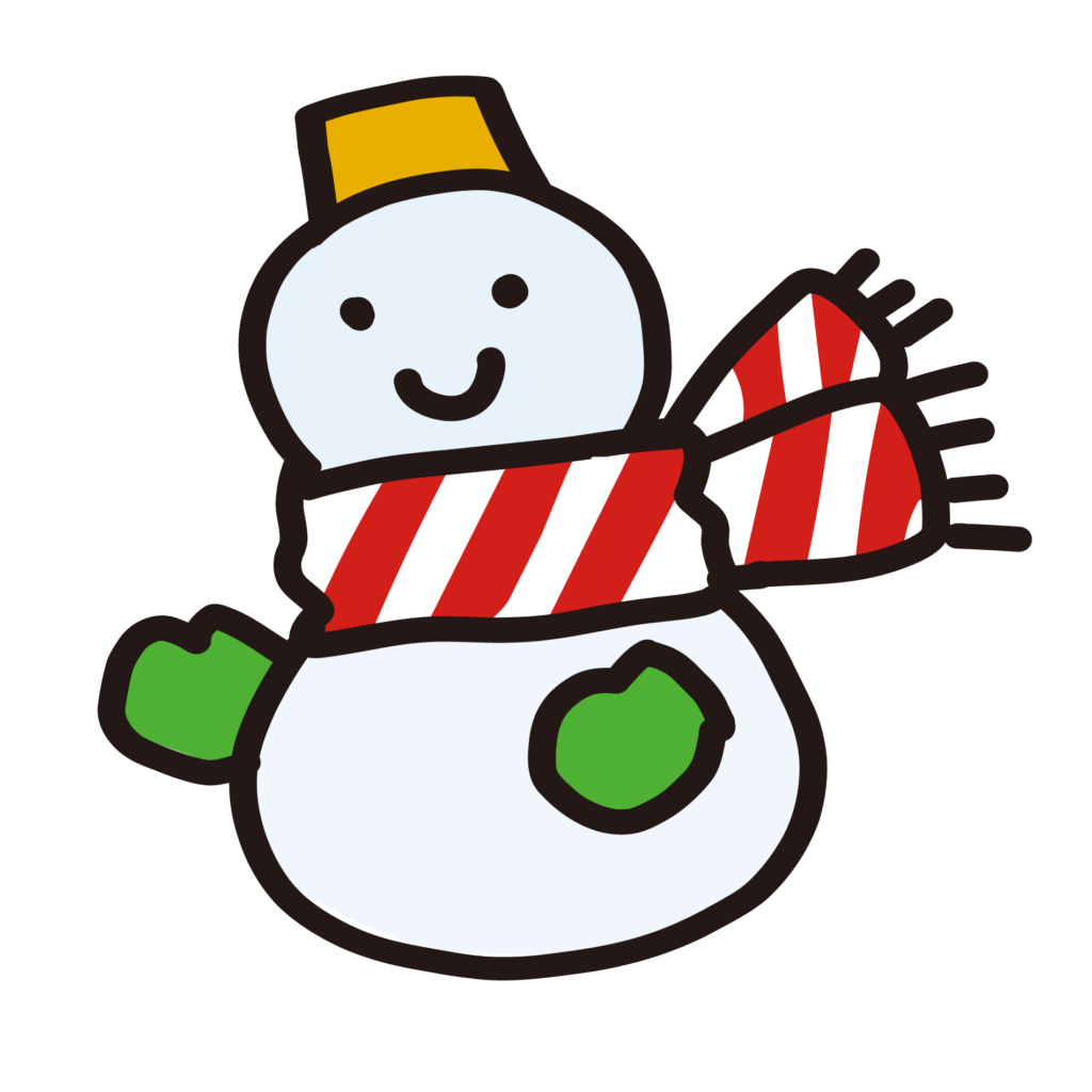 赤いマフラーを巻いた可愛い雪だるまのイラスト