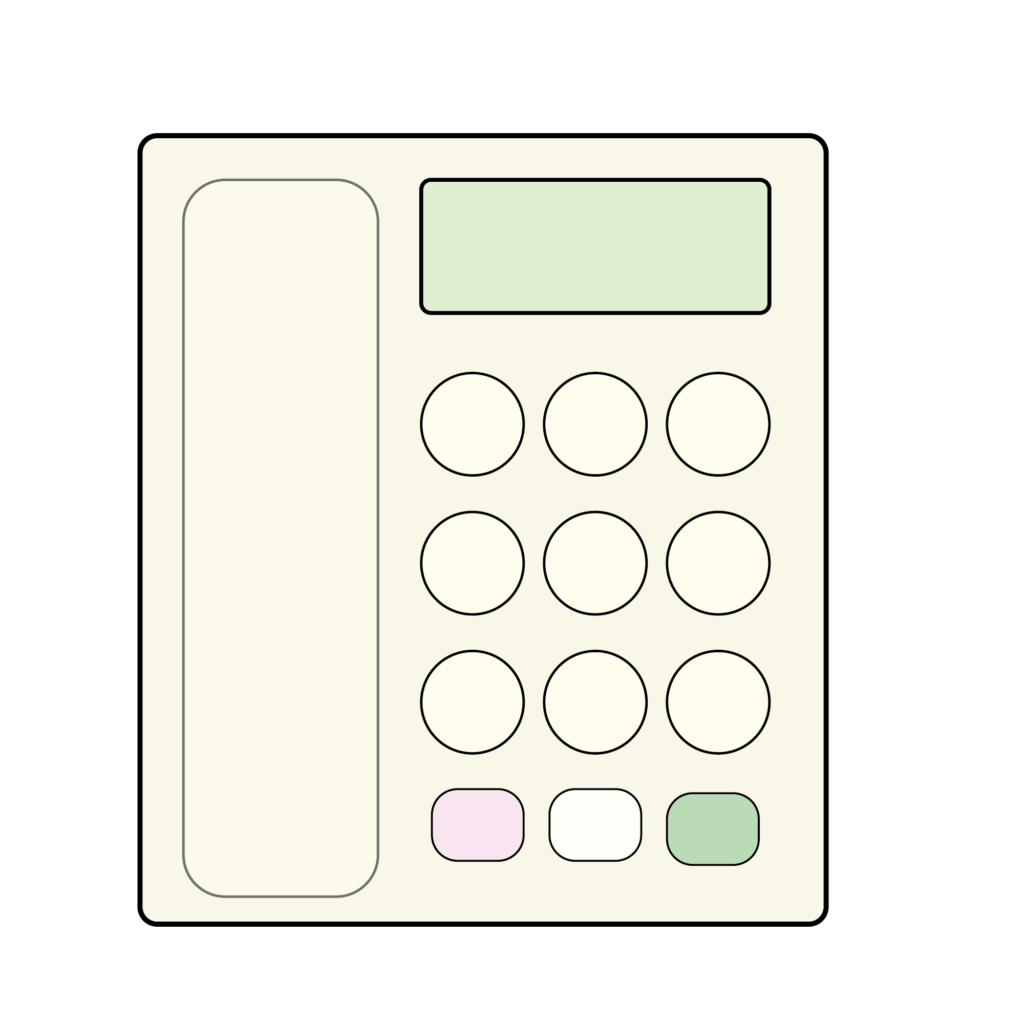 ボタンが並んだオフィス用の固定電話のイラスト