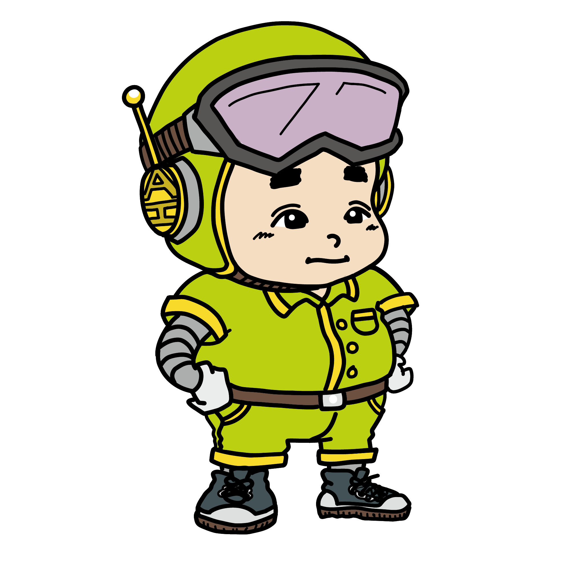 AIキャラクター男性｜近未来ヘッドセット作業服（グリーン）