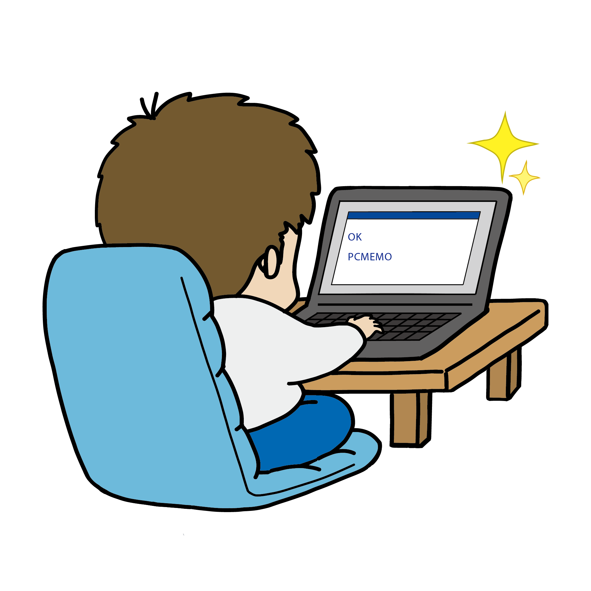 コマンドプロンプトやプログラミングが成功したパソコン操作のイラスト