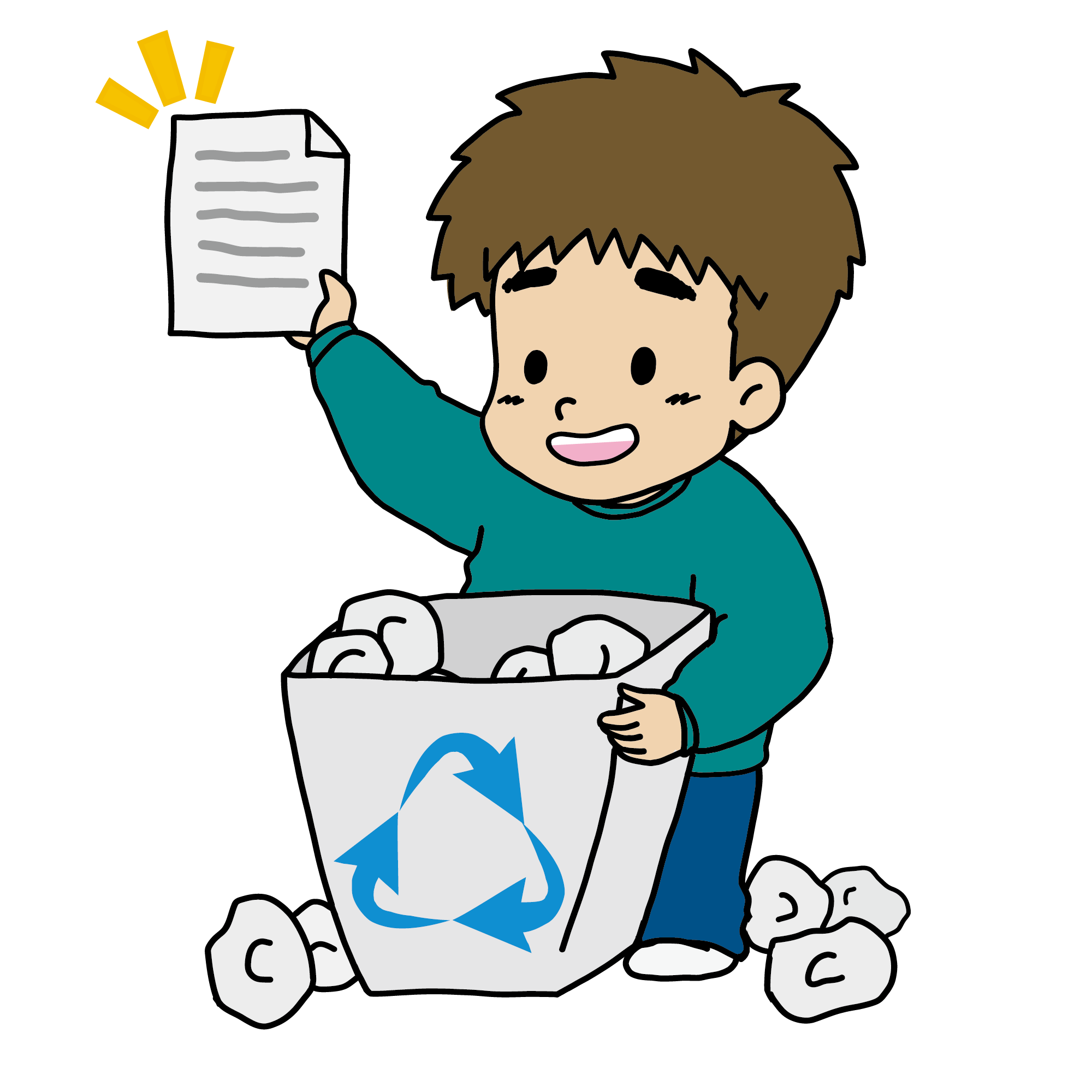 削除したファイルを復元するイラスト（ゴミ箱から戻す）