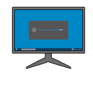 パソコンモニターの画面の明るさを調整するイラスト（明るい）