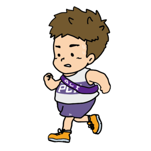 たすきを繋いで一生懸命に走る駅伝ランナーの男の子のイラスト