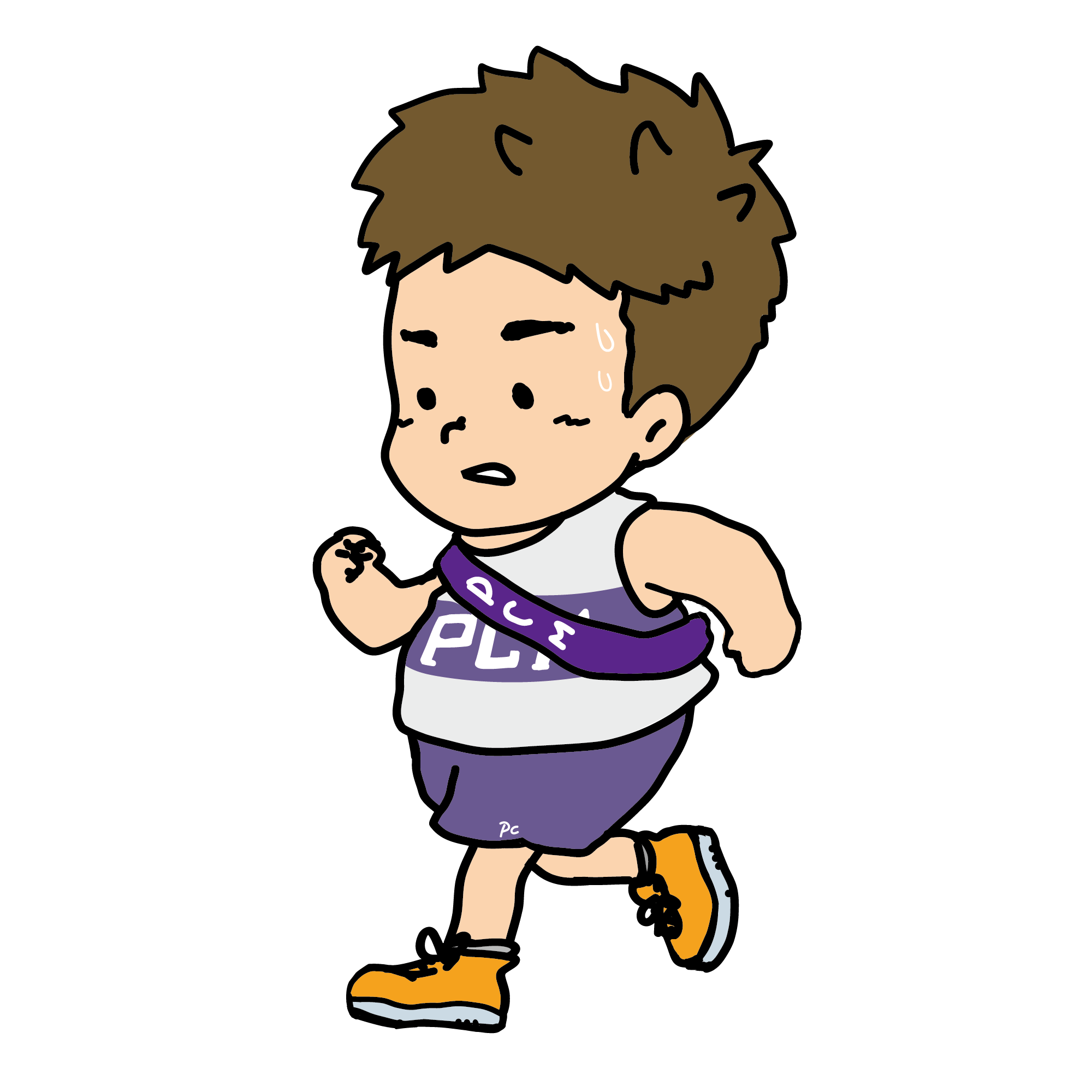 たすきを繋いで一生懸命に走る駅伝ランナーの男の子のイラスト