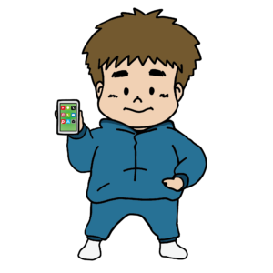 スマートフォンを見せる男の子