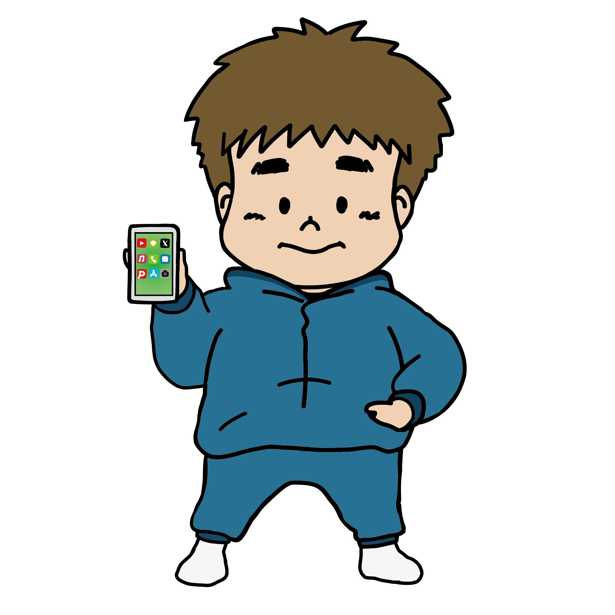 スマートフォンを見せる男の子