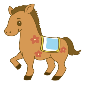 かわいい馬のイラスト（左向き・花模様あり）