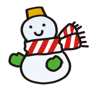 赤いマフラーを巻いた可愛い雪だるまのイラスト