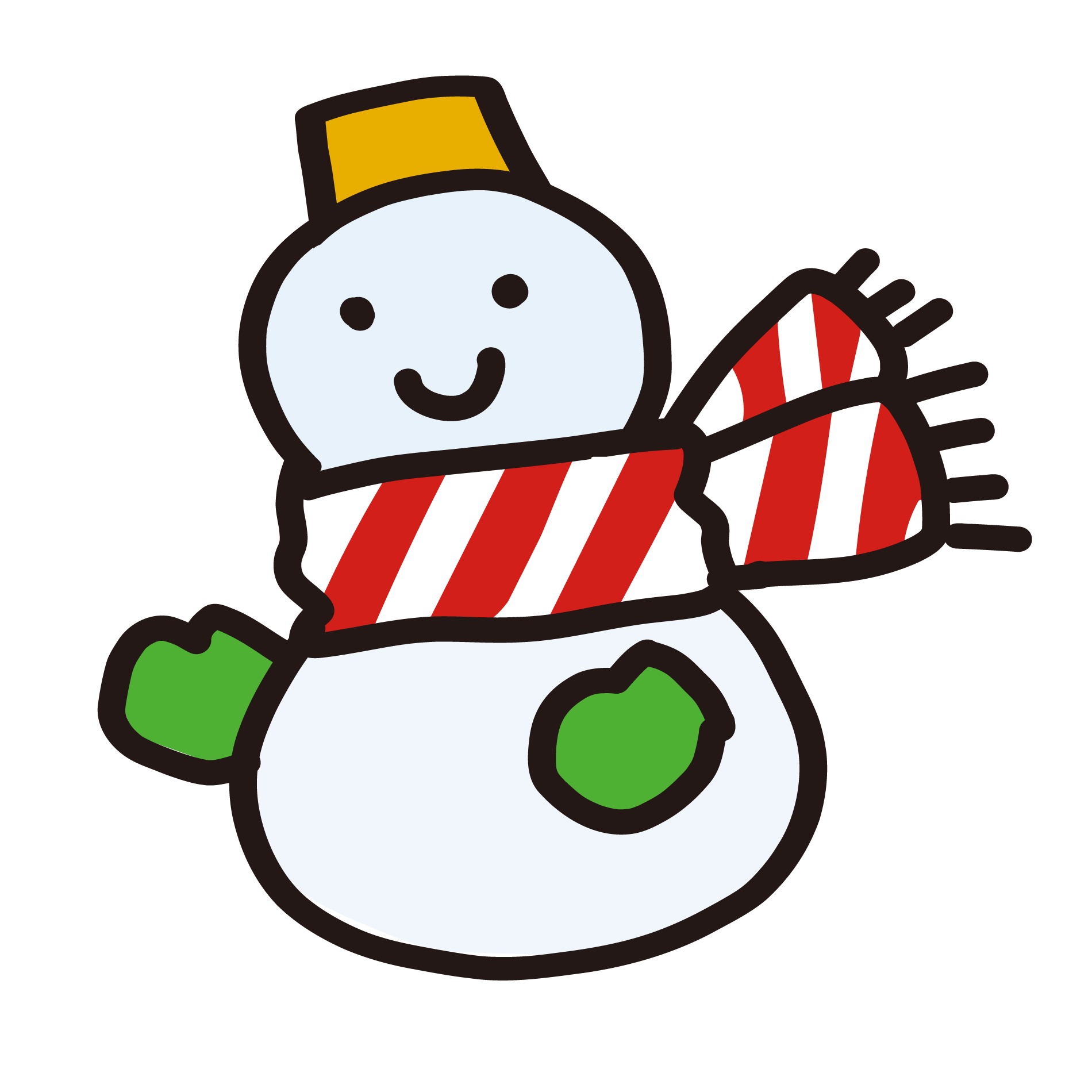 赤いマフラーを巻いた可愛い雪だるまのイラスト