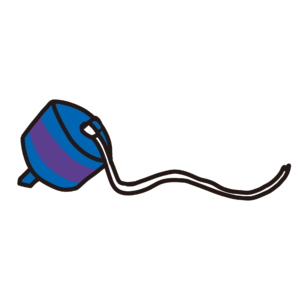 紐がついた青色のこまのイラスト