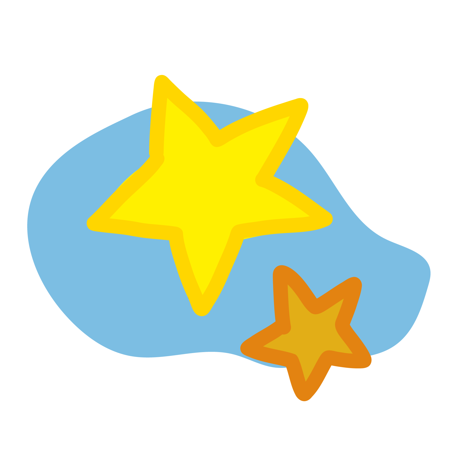 夜空に輝く黄色い星のイラスト
