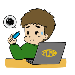 USBメモリが認識しなくて困っている男性のイラスト