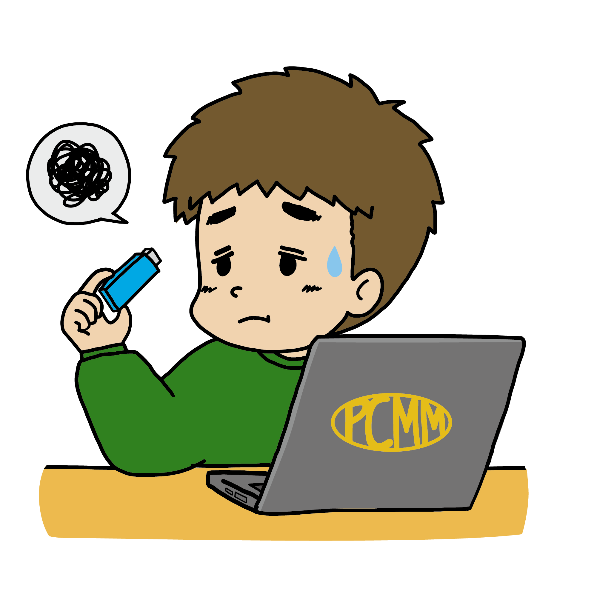 USBメモリが認識しなくて困っている男性のイラスト