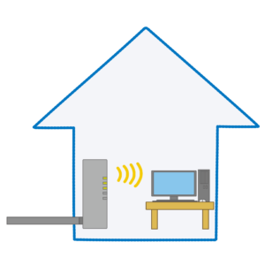 一戸建て住宅のインターネット無線LAN接続のイラスト