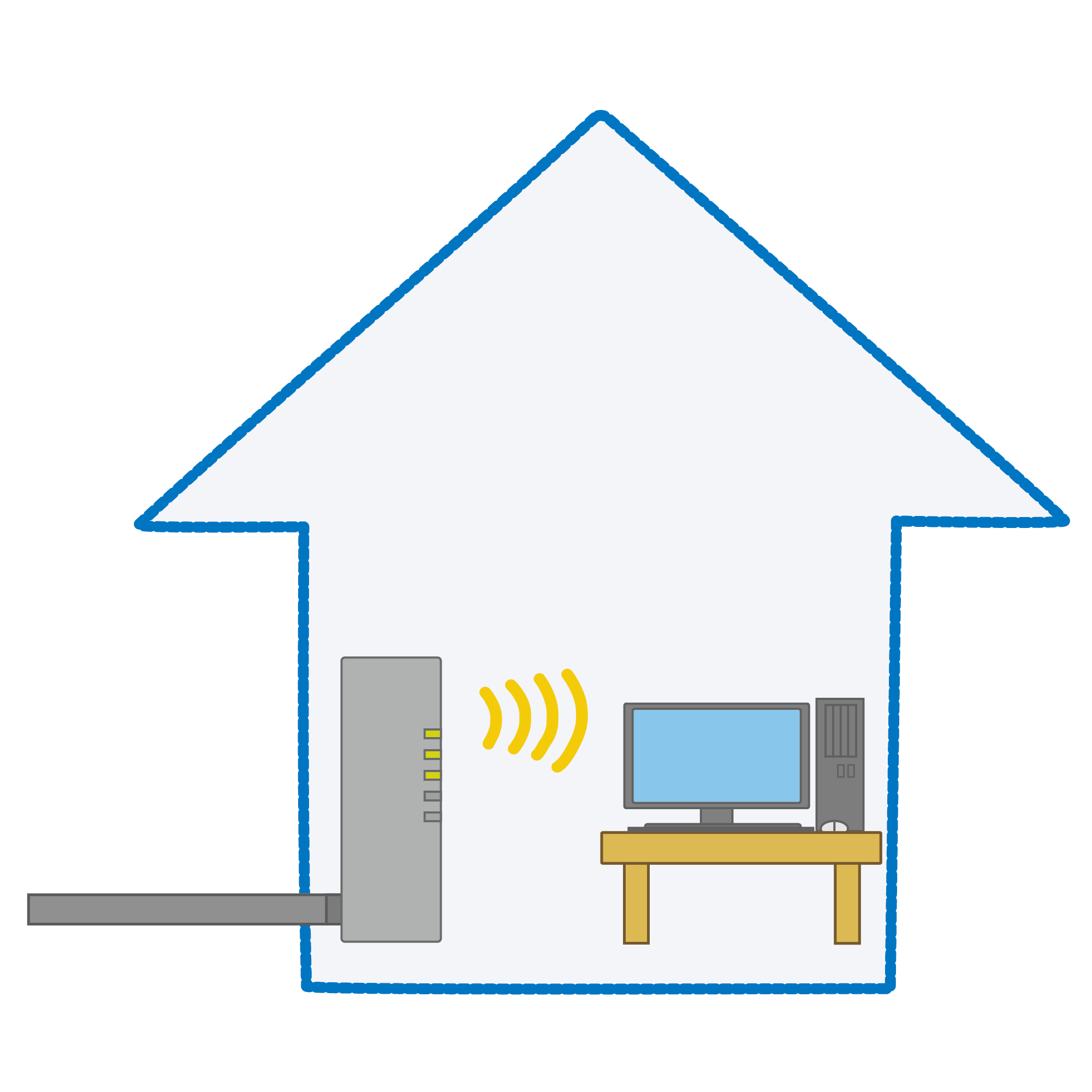 一戸建て住宅のインターネット無線LAN接続のイラスト